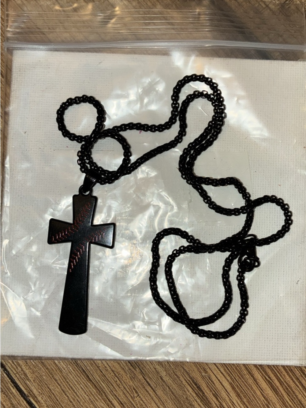 Black Men's Cross Pendant Necklace - Black